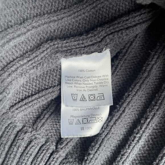 Vintage Eddie Bauer Fatigue Sweater 1/4 Button Ribbed Cotton Gray Blue Men's LT - Picture 6 of 8